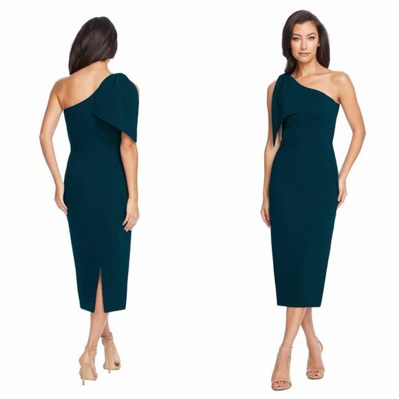 NWT DRESS THE POPULATION $148 Tiffany One-Shoulder Midi Dress Plus Size XXL - Picture 1 of 8